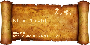 Kling Arnold névjegykártya